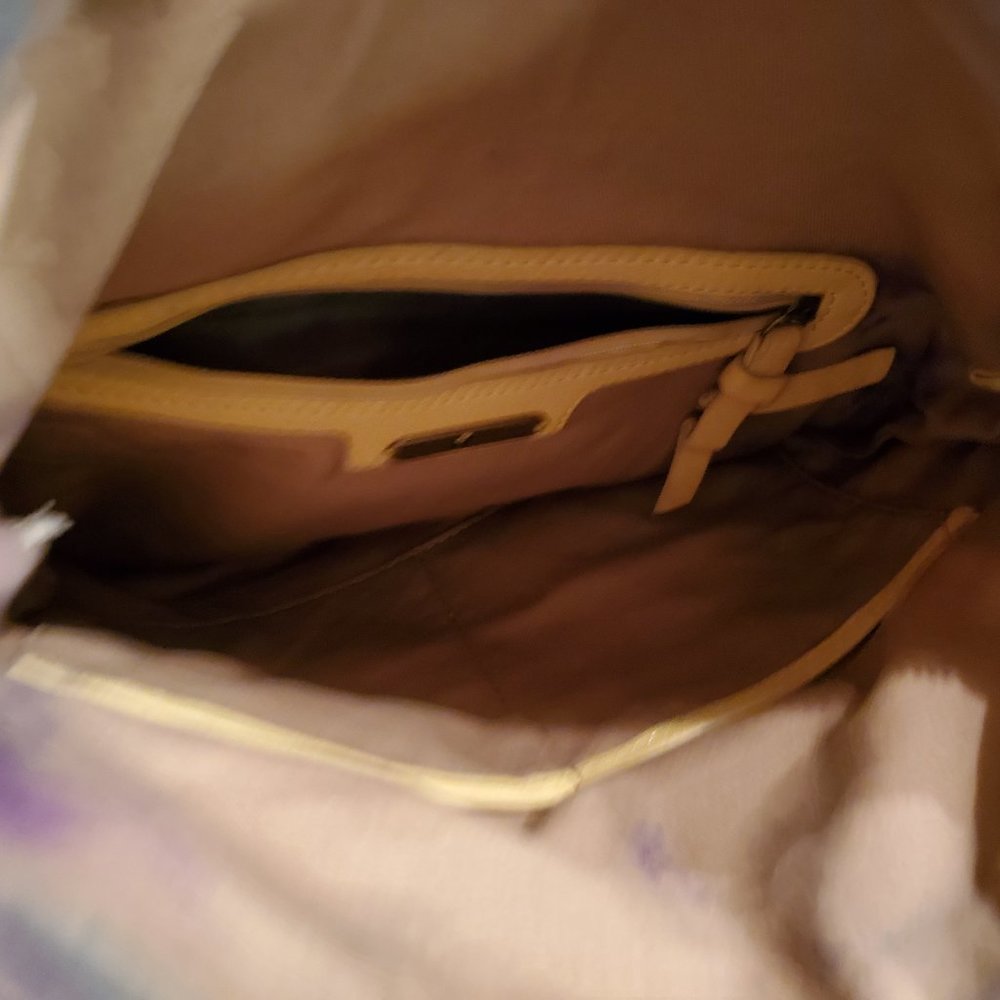 Lucky Brand Leather Purse Tan brown beige green camo hippie tie dyed crossbody - Picture 10 of 11